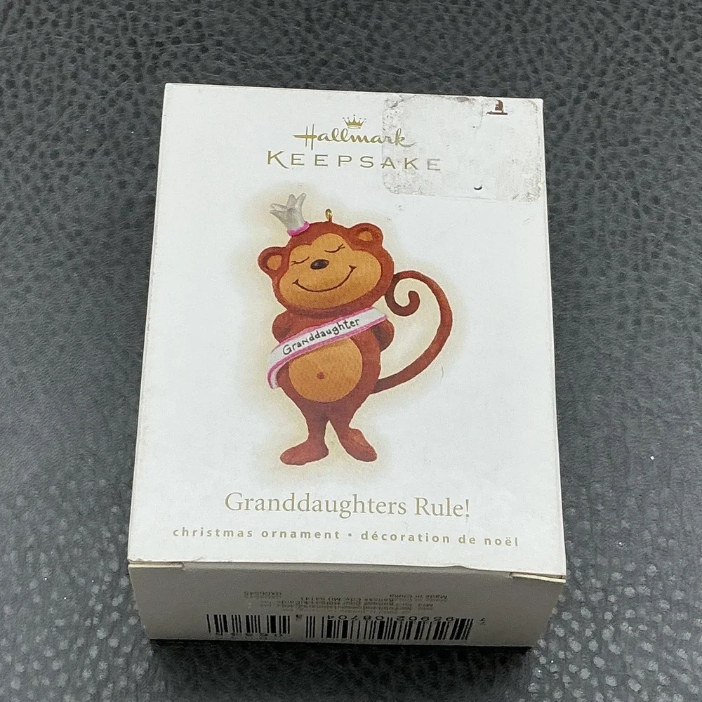 Hallmark Keepsake Granddaughters Rule Monkey Christmas Ornament 2009 Brown W Box